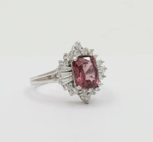 Load image into Gallery viewer, Vintage 14K White Gold Pink Spinel Diamond Alternative Engagement Ring