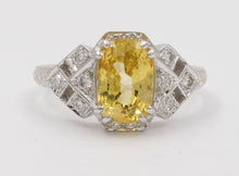 Load image into Gallery viewer, A Gorgeous Cushion Cut Vivid Yellow Sapphire 18K White Gold Diamond