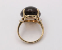 Load image into Gallery viewer, Vintage 10K Yellow Gold Smoky Topaz & Diamond Ring. Cocktail Ring