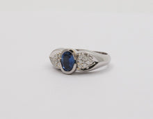 Load image into Gallery viewer, Vintage 18K White Gold Sapphire & Diamond Ring