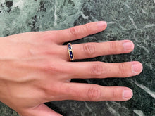 Load image into Gallery viewer, Vintage Ladies Diamonds 18K Yellow Gold Enamel Wedding Band Stacking Ring