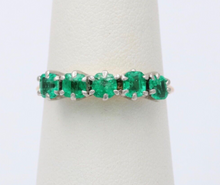 Load image into Gallery viewer, Vintage 14K Yellow Gold Emerald Five Stone Stacking Ring Band,Wedding Band.