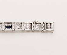 Load image into Gallery viewer, Art Deco Ladies Bracelet Diamonds Blue Sapphires 14K White Gold