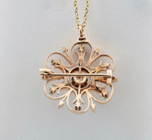 Load image into Gallery viewer, Antique 14K Yellow Gold Heart & Arrow Floral Brooch, Pendant