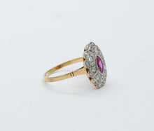 Load image into Gallery viewer, Victorian 18K Yellow Gold and Platinum Diamond Pink Sapphire Ring