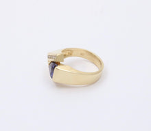 Load image into Gallery viewer, Vintage 14K Gold Geometric Tanzanite And Diamond Ring Band