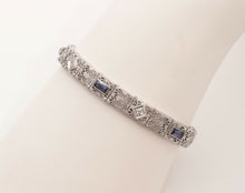 Load image into Gallery viewer, Art Deco Ladies Bracelet Diamonds Blue Sapphires 14K White Gold