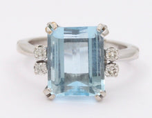 Load image into Gallery viewer, Vintage Natural Aquamarine Diamonds 14K White Gold Expandable Ring