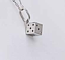 Load image into Gallery viewer, Vintage Dice 14K White Gold Unisex Pendant Charm
