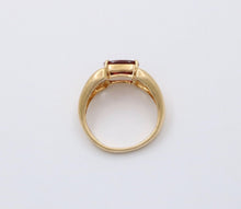 Load image into Gallery viewer, Vintage 14K Yellow Gold Garnet And Diamond Ring Band. Cocktail Ring