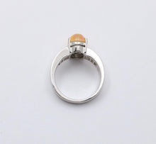 Load image into Gallery viewer, Vintage 18K White Gold Ethiopian Opal and Diamond Alternative Engagement Ring