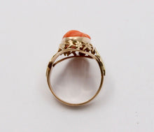 Load image into Gallery viewer, Antique Victorian Carved Coral Woman’s Portrait Two Tone Gold Ring