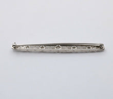 Load image into Gallery viewer, Art Deco 14K White Gold Diamond Filigree Bar Pin, Brooch
