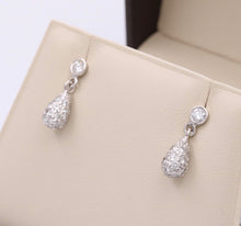 Load image into Gallery viewer, Vintage 14K White Gold Diamond Dangling Earrings