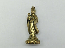 Load image into Gallery viewer, Vintage Guan Yin Holding Baby Brass Statue