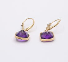 Load image into Gallery viewer, Sweet Vintage 14K Yellow Gold Amethyst Earrings