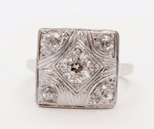 Load image into Gallery viewer, Art Deco Geometric Rope Filagree Diamonds 14K White Gold Ring