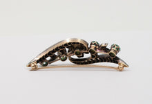 Load image into Gallery viewer, Victorian Emerald Diamonds Platinum 14K YG Flower Brooch Pin
