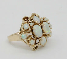 Load image into Gallery viewer, Vintage 14K Yellow Gold Opal Cluster Cocktail Ring