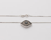 Load image into Gallery viewer, Beautiful Evil Eye Apotropaic Diamonds Sapphires 14K White Gold Pendant & Chain
