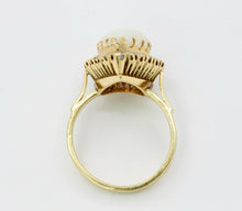 Load image into Gallery viewer, Vintage 18K Yellow Gold Halo Setting Opal Diamond Cocktail Ring