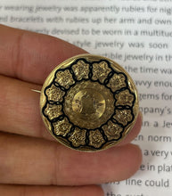 Load image into Gallery viewer, Antique 18K Yellow Gold Circle Enamel Black Brooch