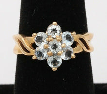 Load image into Gallery viewer, Pretty Vintage Estate Floral Aquamarine Ring Band, Stacking Ring.
