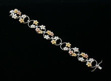 Load image into Gallery viewer, Vintage Sterling Silver Tri Tone Floral Bracelet