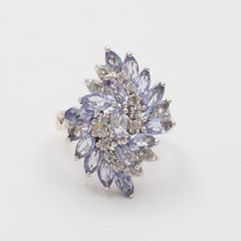 Load image into Gallery viewer, Vintage Tanzanite Diamonds 14K White Gold Pinwheel Cluster Ring