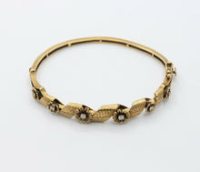 Load image into Gallery viewer, Vintage 14K Yellow Gold Floral Swirl Diamond Bangle