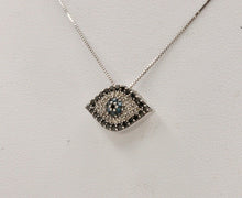 Load image into Gallery viewer, Beautiful Evil Eye Apotropaic Diamonds Sapphires 14K White Gold Pendant & Chain