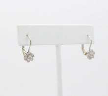 Load image into Gallery viewer, Sweet 14K White Gold Floral Round Cut Diamond Earrings