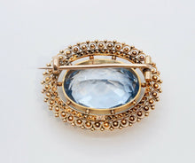 Load image into Gallery viewer, Victorian Edwardian Oval Aquamarine 14K Yellow Gold Brooch Pin