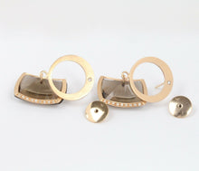 Load image into Gallery viewer, Retro French Denair 18K Rose Gold Smoky Quartz & Diamonds Dangling Earrings