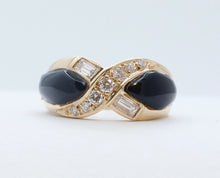Load image into Gallery viewer, Vintage Diamonds Black Onyx 18K Yellow Gold Ring