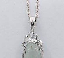 Load image into Gallery viewer, Vintage 18K White Gold Longevity Peach Jade Pendant