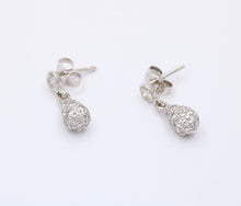 Load image into Gallery viewer, Vintage 14K White Gold Diamond Dangling Earrings