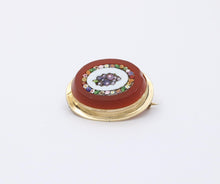 Load image into Gallery viewer, Vintage 10K Gold Filled Carnelian Pietra Dura Micro Mosaic Brooch, Pin