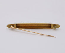 Load image into Gallery viewer, Victorian Pink Enamel Seed Pearls 14K YG Bar Brooch Pin