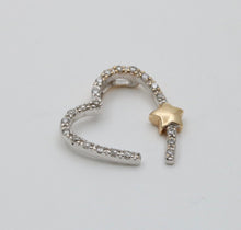 Load image into Gallery viewer, Vintage Heart on a Star Diamonds 14K White Yellow Gold Pendant