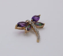 Load image into Gallery viewer, Vintage 10K Yellow Gold Dragonfly Diamond Pendant, Necklace