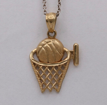 Load image into Gallery viewer, Vintage 10K Yellow Gold Basketball Hoop Charm, Pendant.