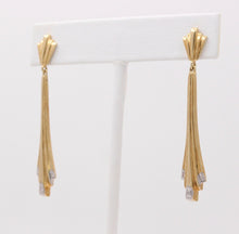 Load image into Gallery viewer, Art Deco 14K Yellow Gold Geometry Diamond Tapered Drop Earrings