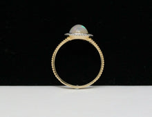 Load image into Gallery viewer, Vintage 14K Yellow Gold Opal and Diamond Halo Ring