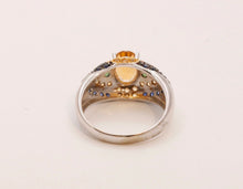 Load image into Gallery viewer, Citrine Blue Sapphires Cocktail Ring 14K White Yellow Gold Ring