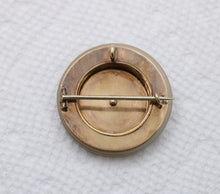 Load image into Gallery viewer, Antique 14K Yellow Gold White Agate Desic Black Enamel Brooch, Pendant