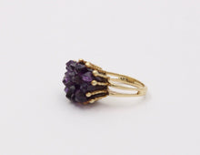 Load image into Gallery viewer, Vintage Geometric Amethyst Cluster 14K Yellow Gold Ring