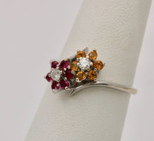 Load image into Gallery viewer, Vintage Flower Multi Stone 14K White Gold Ring