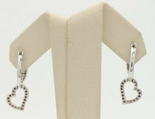 Load image into Gallery viewer, Vintage 10K White Gold Diamond Heart Drop Earrings