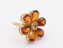 Load image into Gallery viewer, Vintage Flower Fire Citrine 18K Yellow Gold Ring